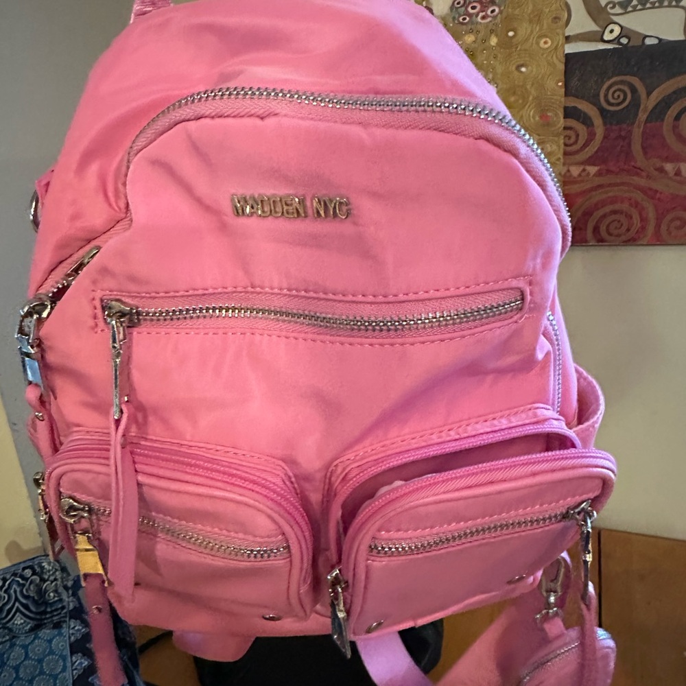 Madden Girl Pink Backpack with Silver Hardware